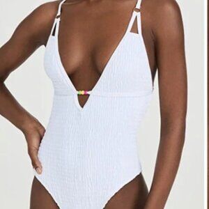 CHARLIE HOLIDAY WHITE JODIE SWIMSUIT M/ S NWOT